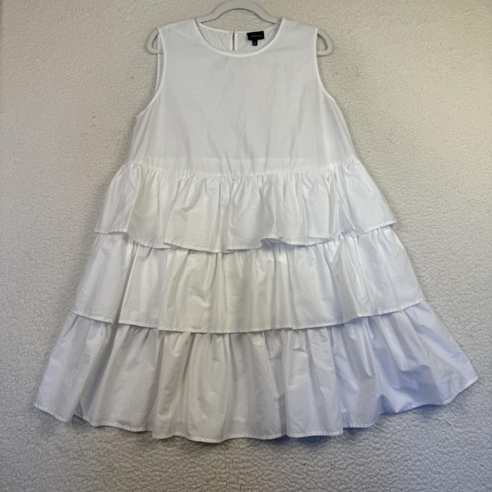 Who What Wear Dress Womens Large White Tiered Ruffle Sleeveless Cotton Mini